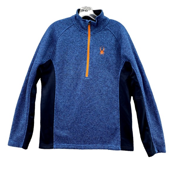Spyder Core Sweater Men's Large Blue 1/4‎ Zip Gorpcore Preppy Performance Sports - Picture 1 of 10